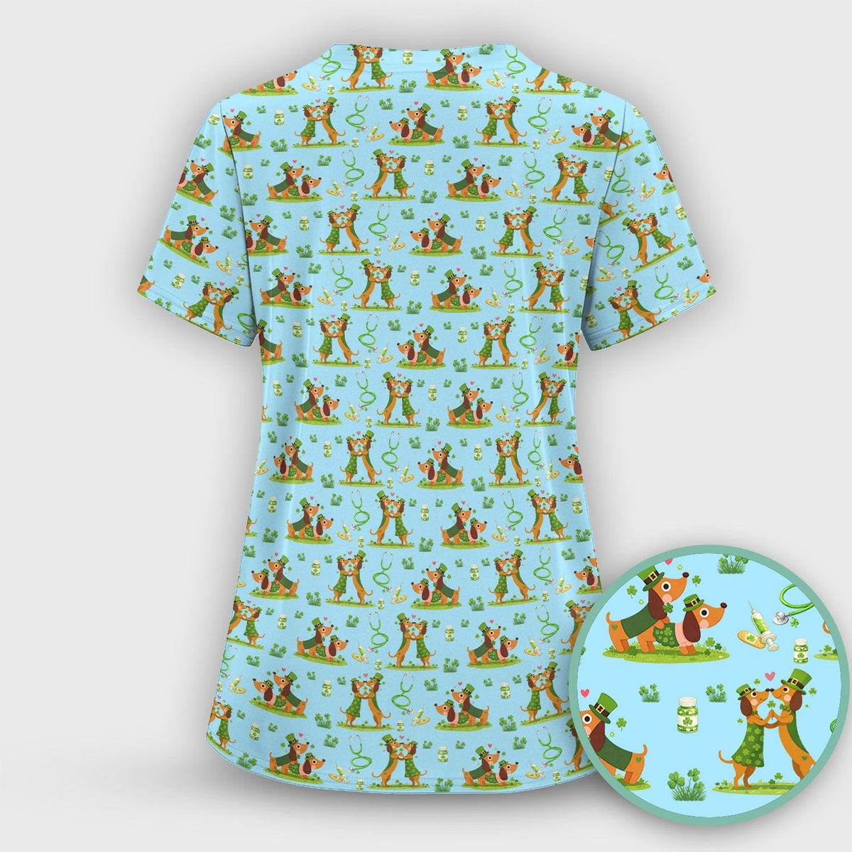 Valentine Dachshund Nurse Heart Scrub Set
