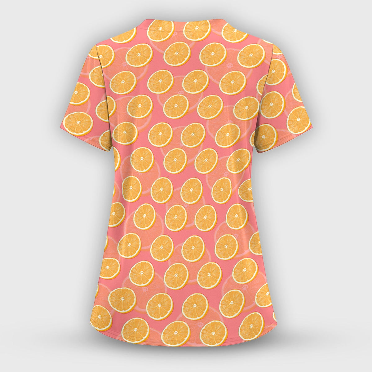 Fresh Orange Slice Nurse Scrub Top