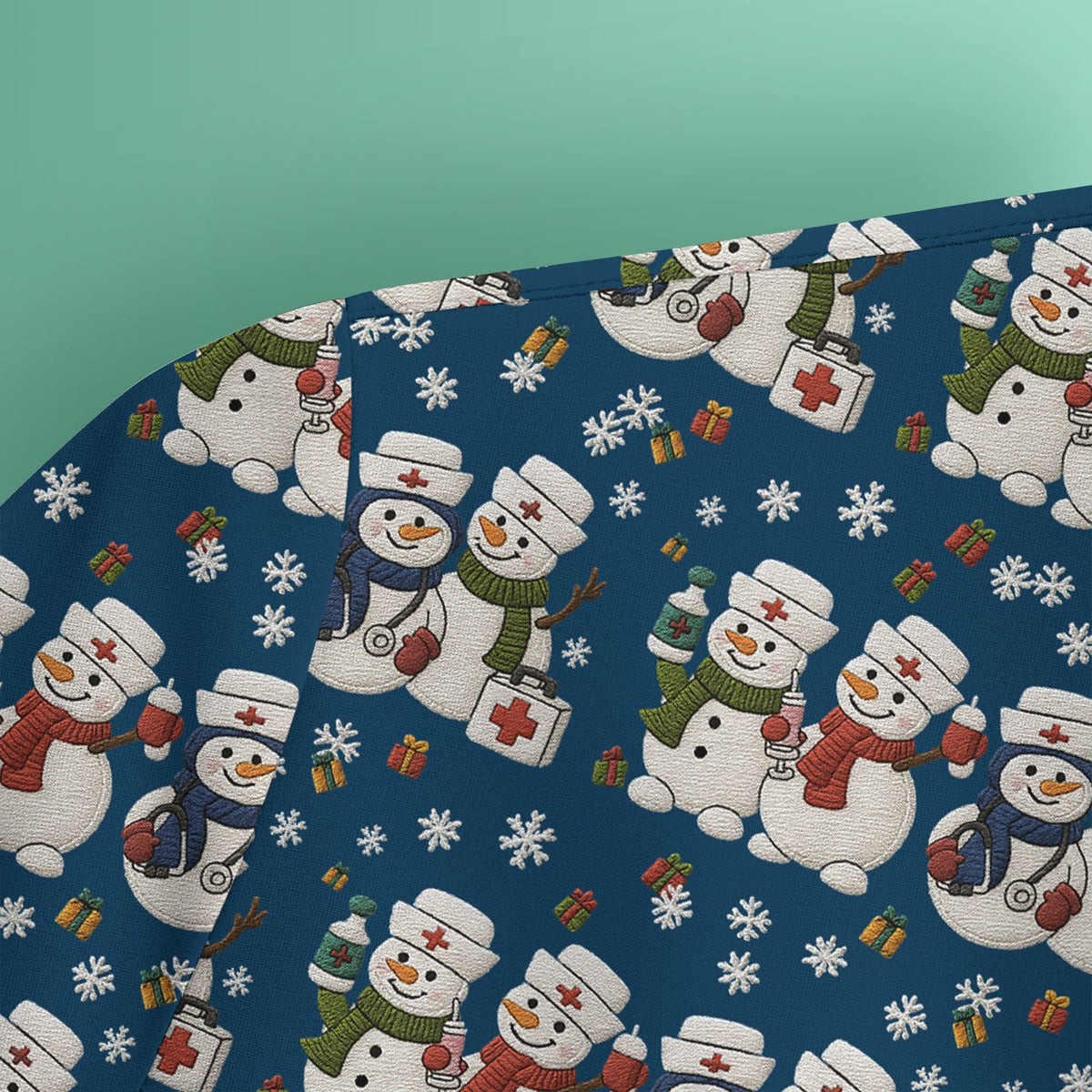 Snowman Nurse Scrub Top - Christmas Gift