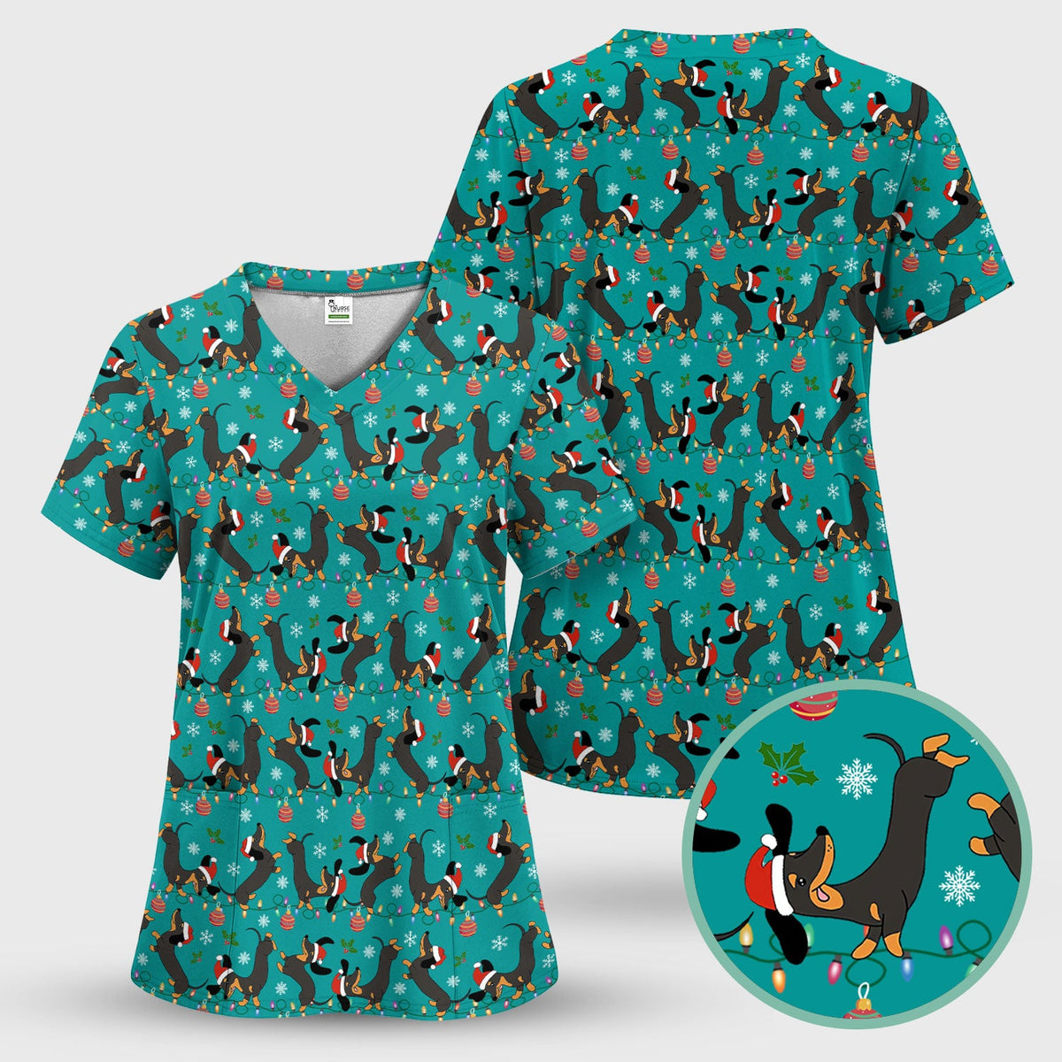 Adorable Dachshund Nurse Scrub Top - Christmas Gift