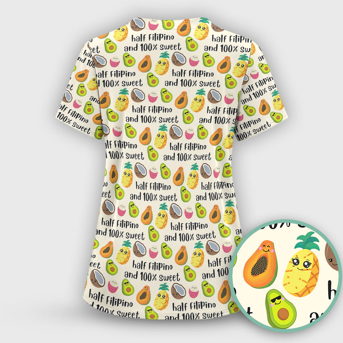 Avocado Fruit Filipino Quote Nurse Scrub Top