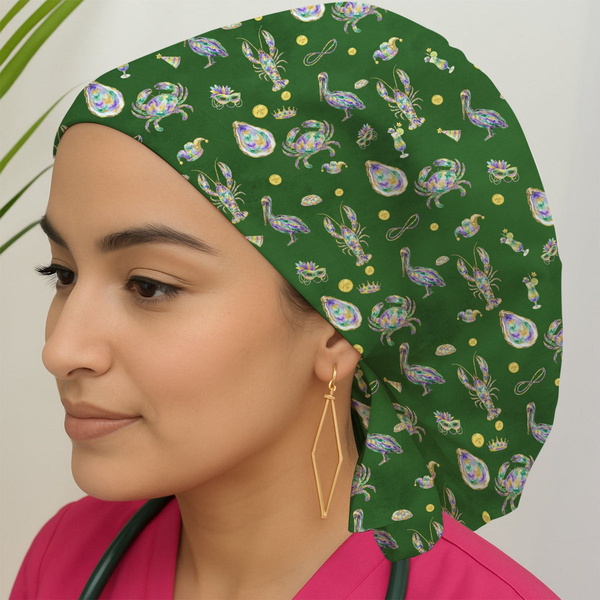 Mardi Gras Seafood Scrub Cap