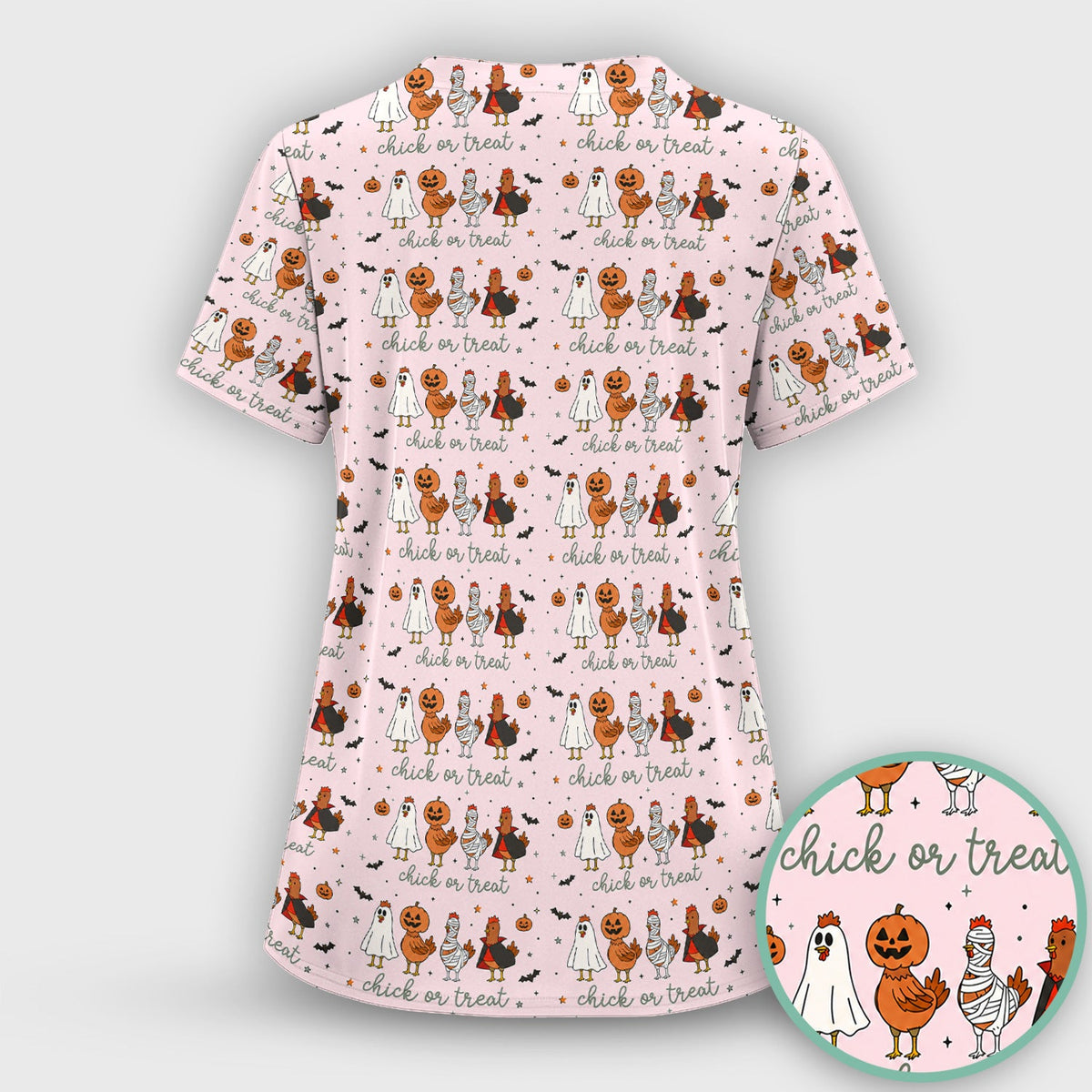 Chick Or Treat Nurse Scrub Top - Halloween Gift