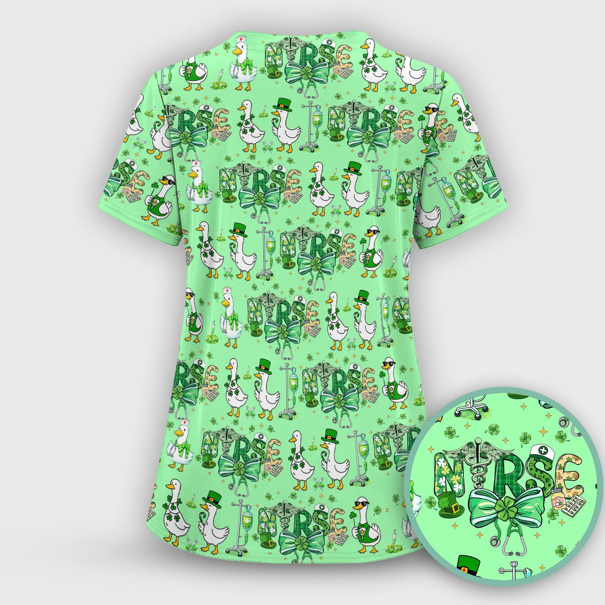 Shamrock Goose Nurse Scrub Set - St Patricks Day Gift