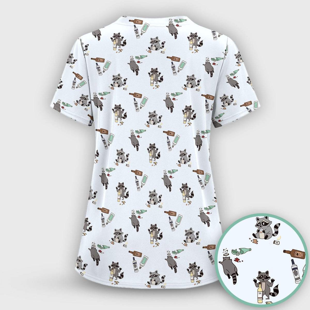 Messy Drunk Raccoon Nurse Scrub Top