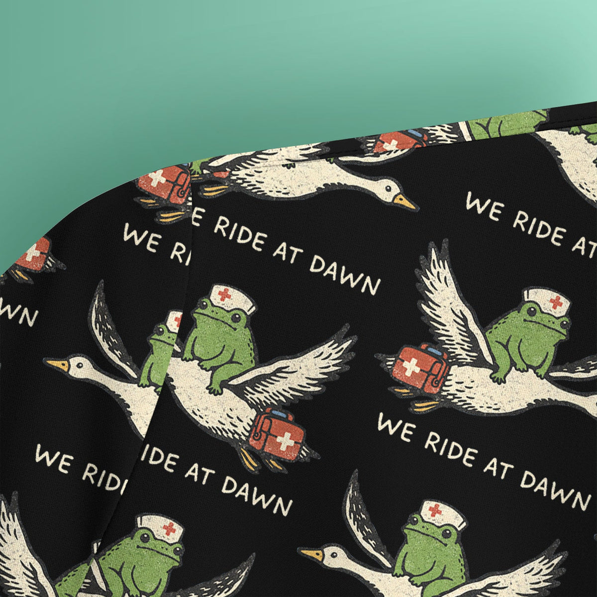 Frog Riding Goose Nurse Scrub Top