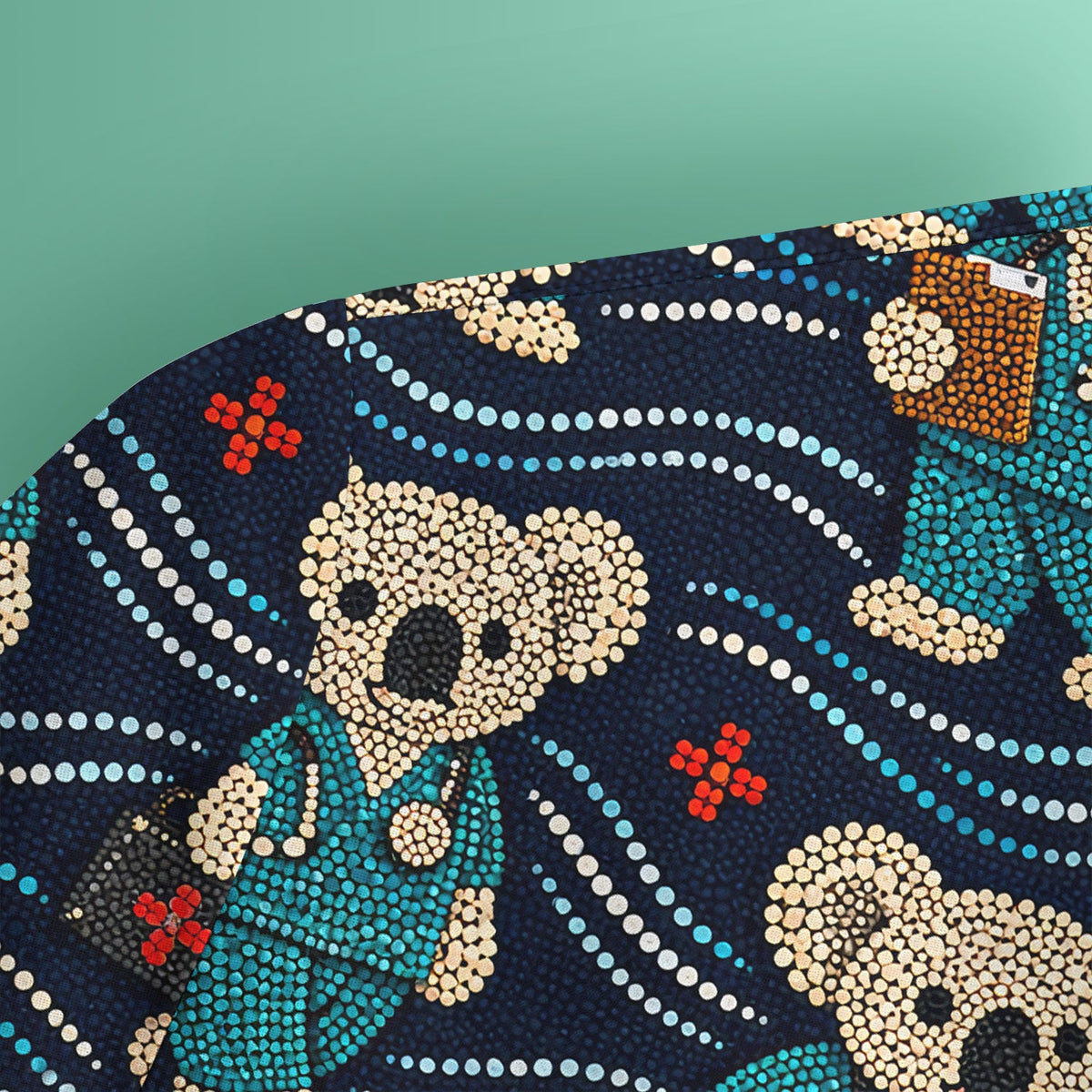 Aboriginal Dot Art Pattern Nurse Scrub Top, Koala Medical Shirt For Women, Breathable Fabrics Nursing Uniform