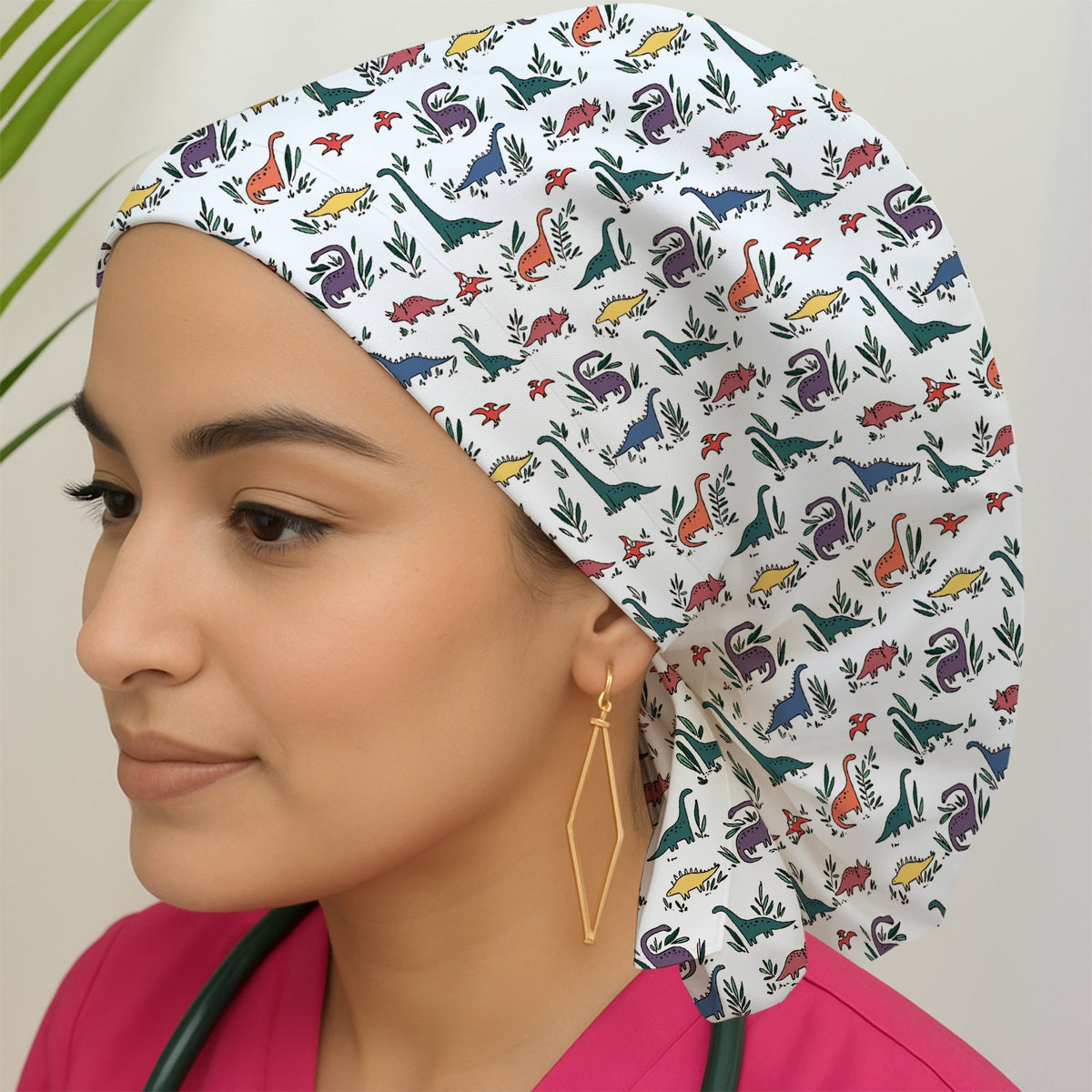 Dinosaur Leafy Garden Scrub Cap