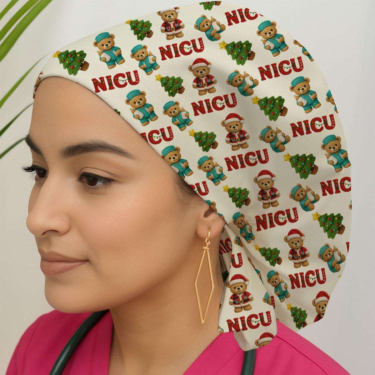 NICU Nurse Teddy Bear Scrub Cap - Christmas Gift