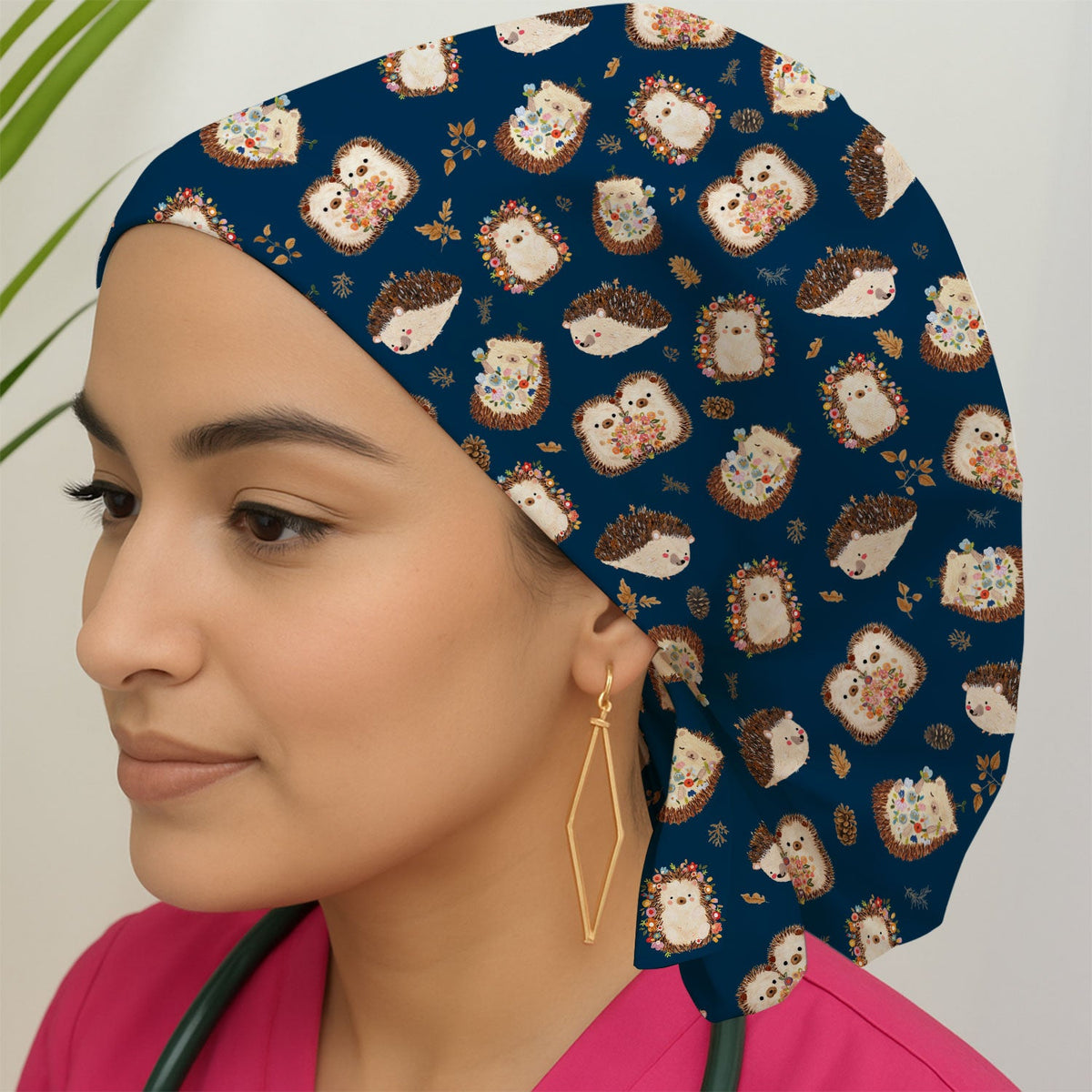 Hedgehog Floral Scrub Cap