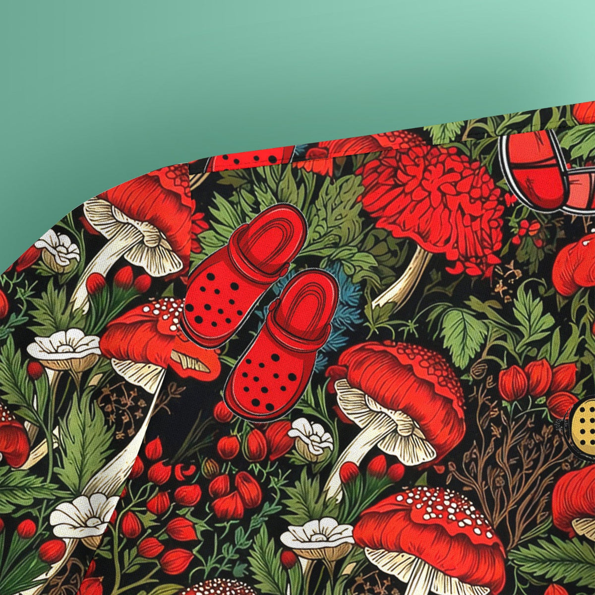 Red Mushroom Forest Nurse Scrub Top