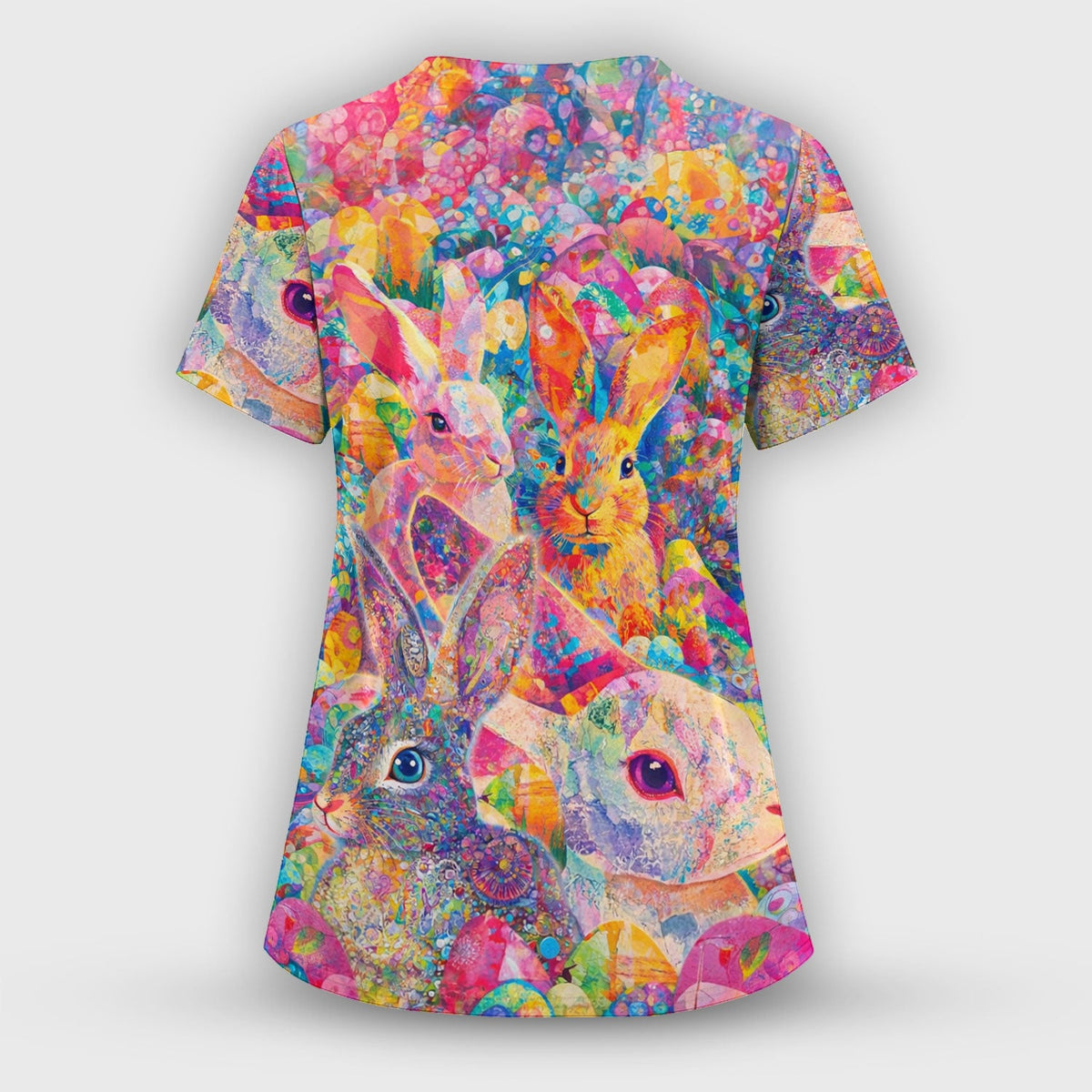 Colorful Artistic Bunny Nurse Scrub Set