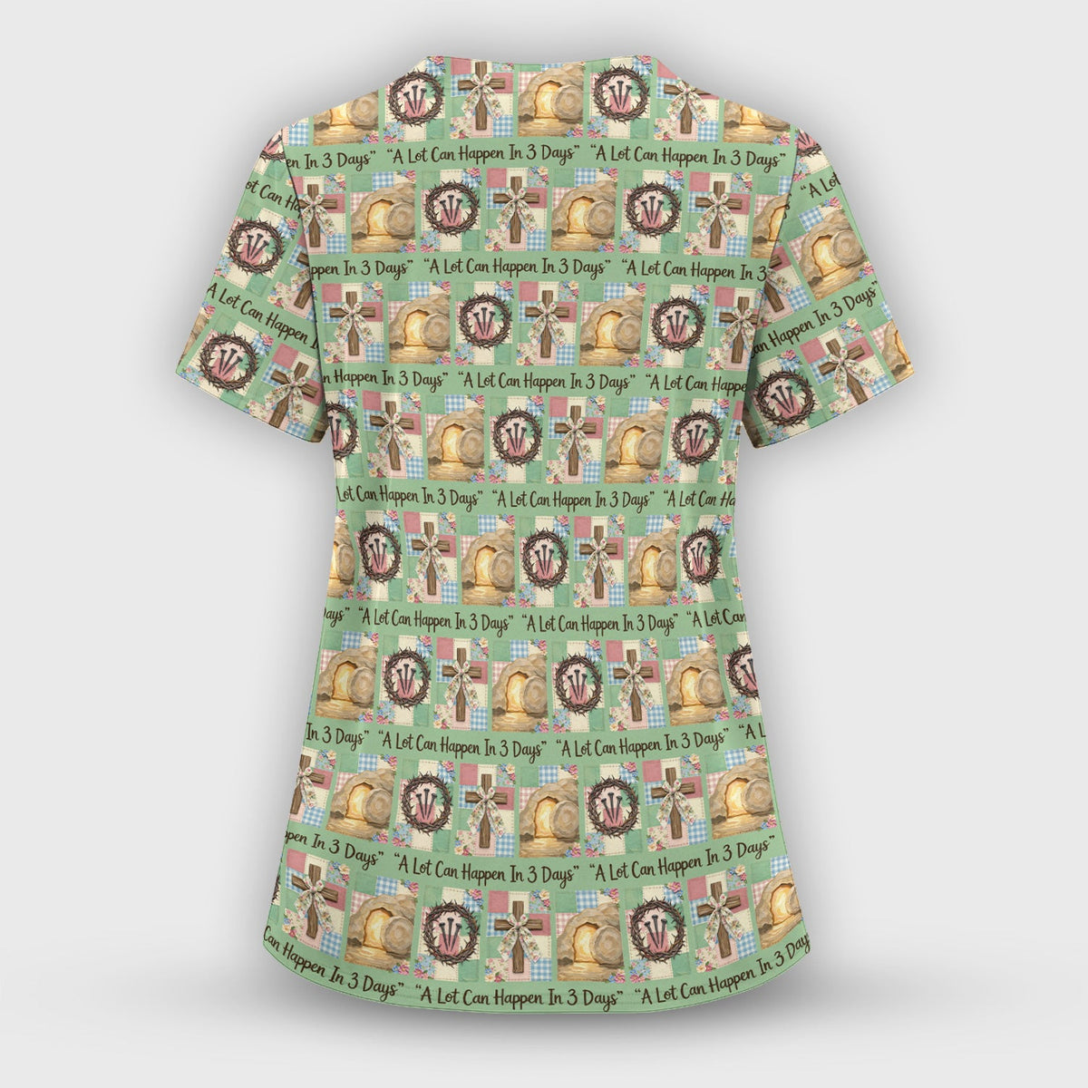 Christian Easter Cross Nurse Scrub Top