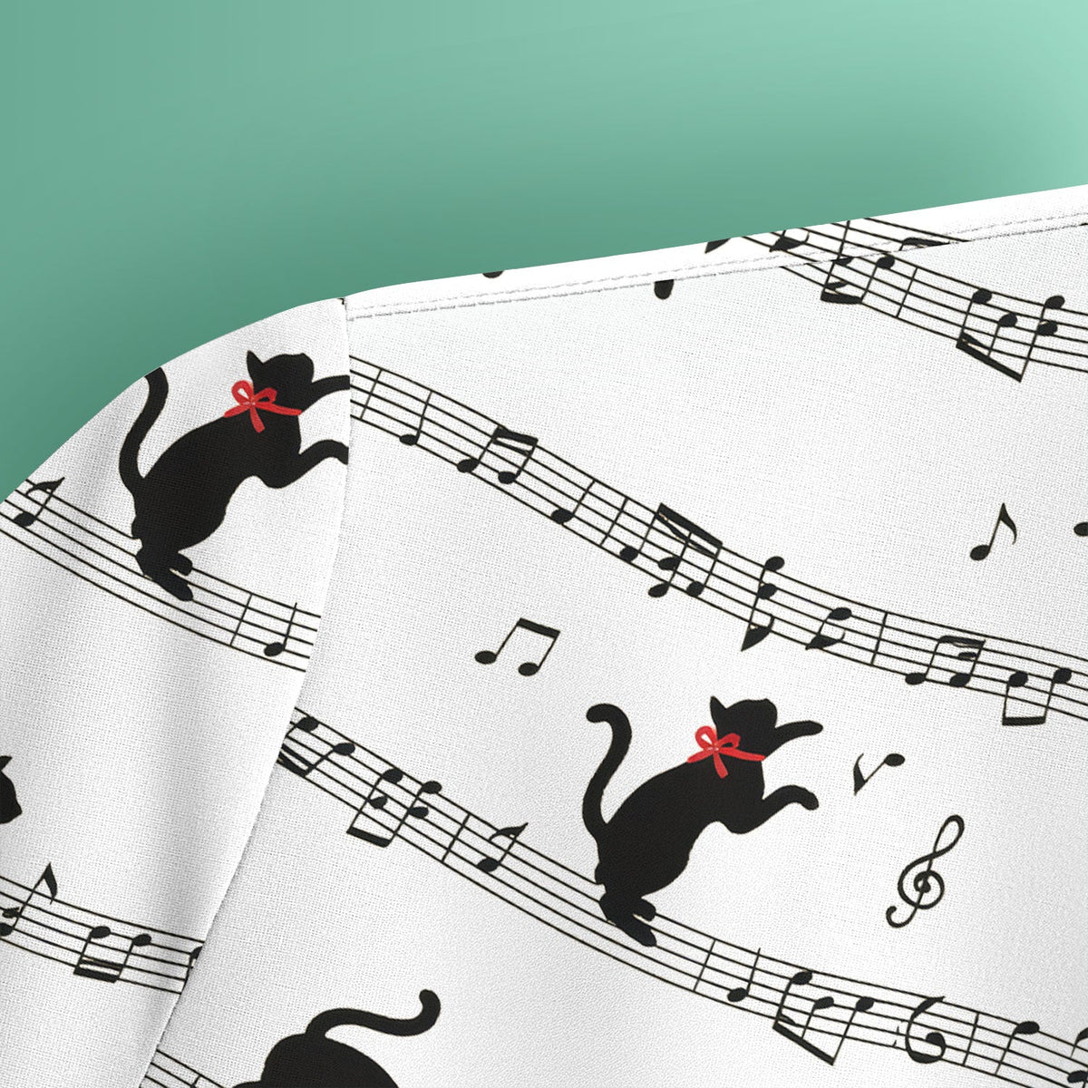 Dancing Black Cat Music Nurse Scrub Top
