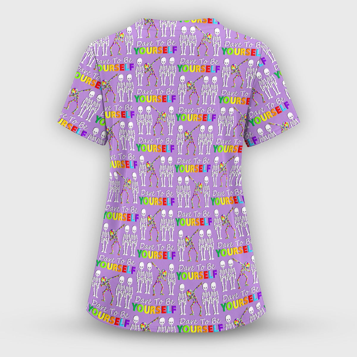 Rainbow Skeleton Dare To Be Yourself Nurse Scrub Set
