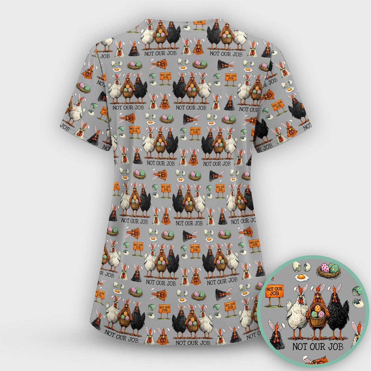 Chicken Humor Nurse Scrub Set - Easter Gift