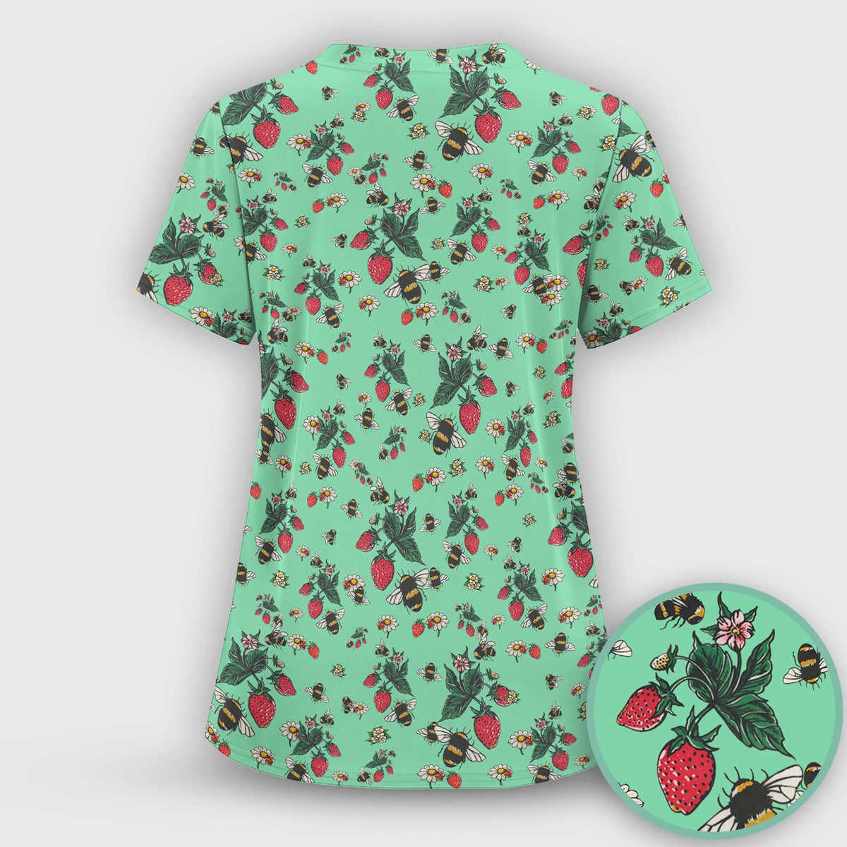 Strawberry Bee Daisy Nurse Scrub Set