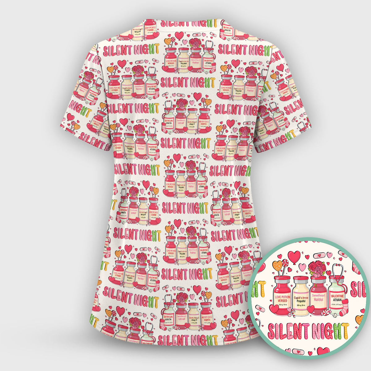 Valentine Silent Night Love Nurse Scrub Set