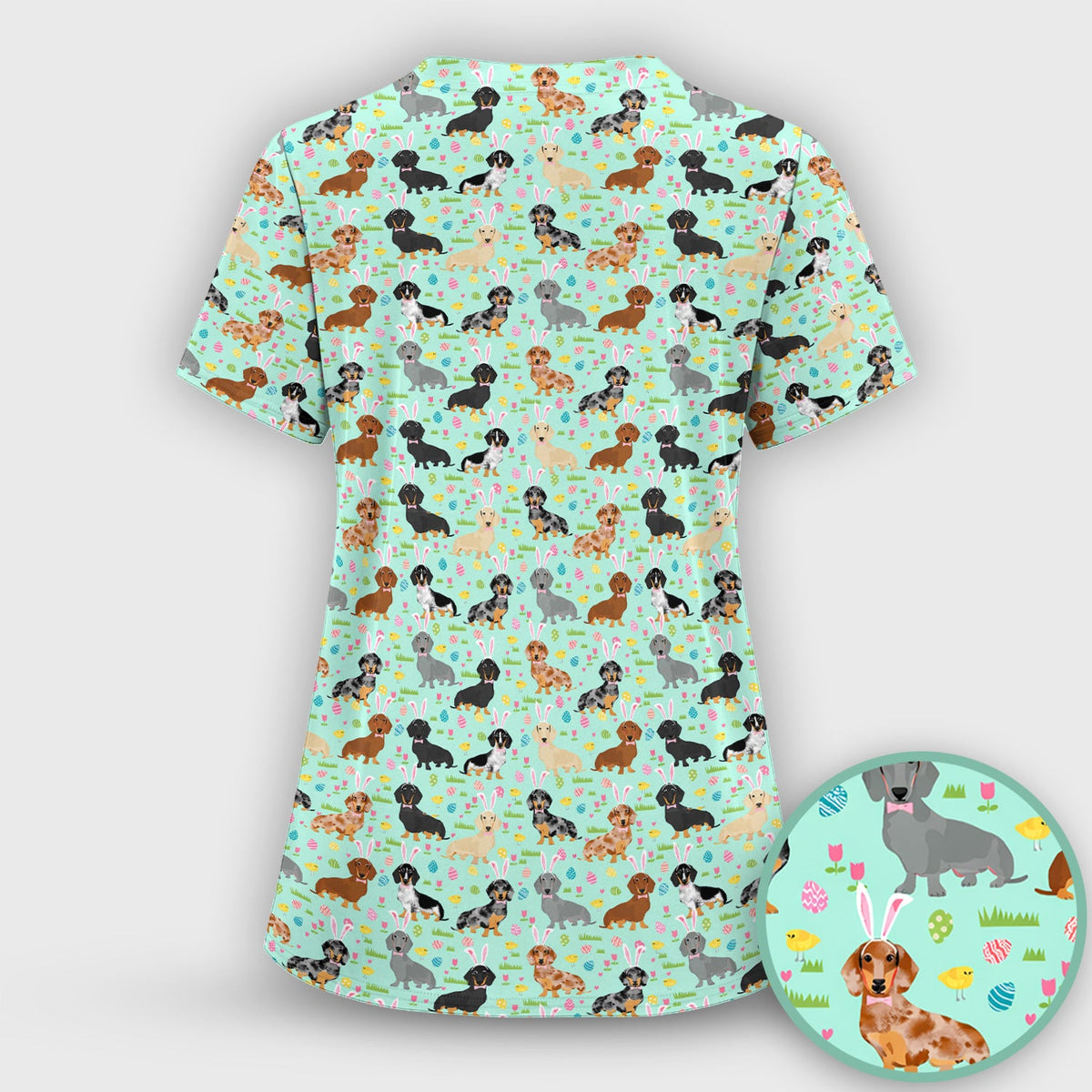 Dachshund Dog Nurse Scrub Top - Easter Gift