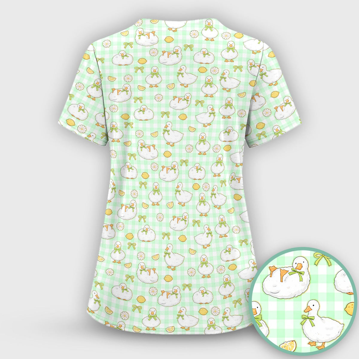 Adorable Ducks Lemon Daisy Nurse Scrub Top