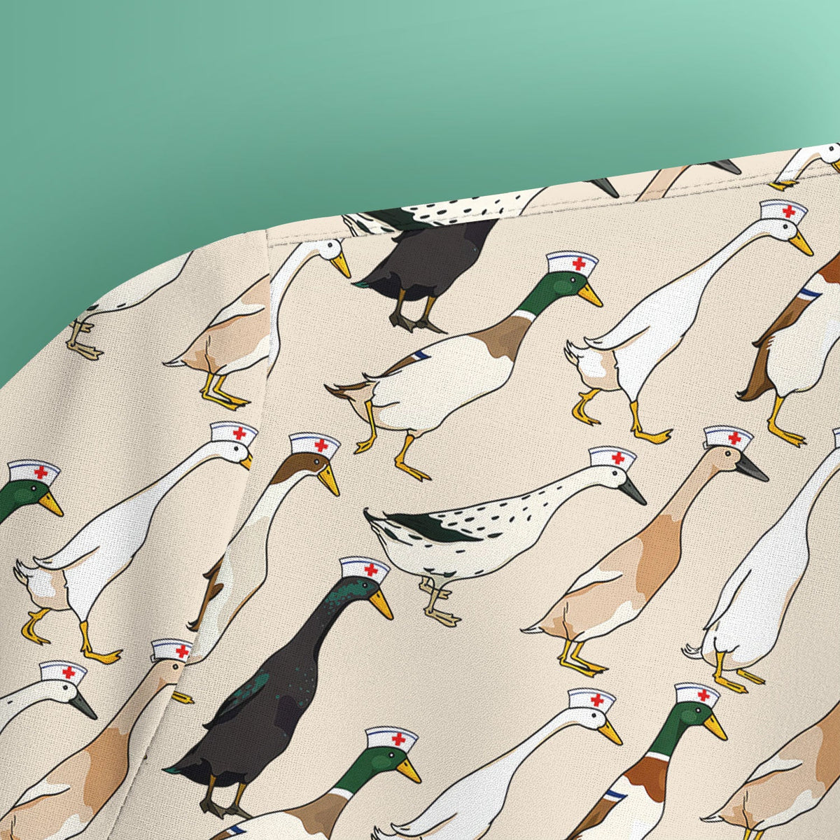 Duck Pattern Nurse Scrub Top