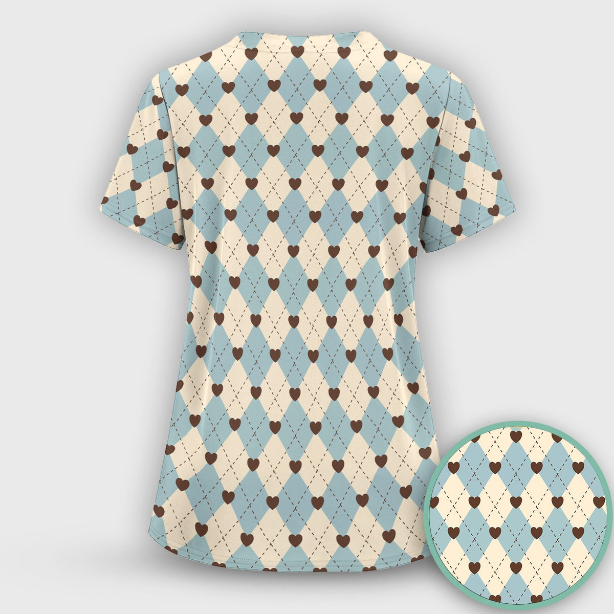Plaid Heart Nurse Scrub Top