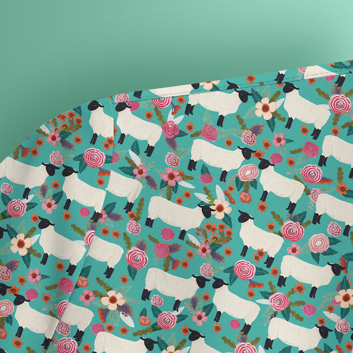 Sheep Floral Meadow Nurse Scrub Top