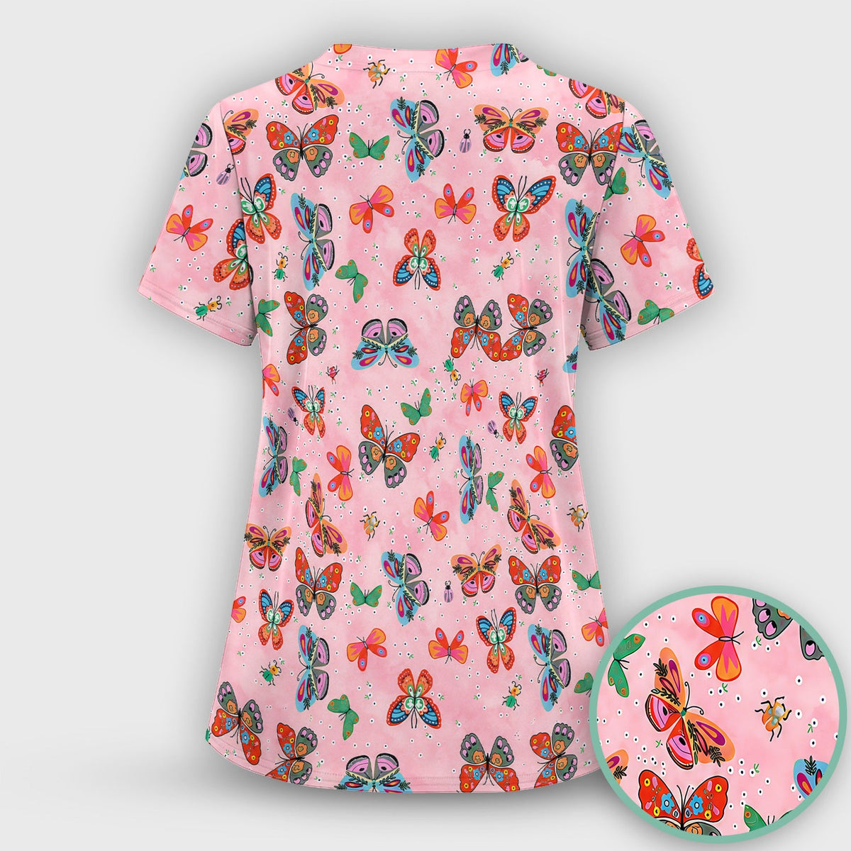Colorful Butterfly Garden Nurse Scrub Top