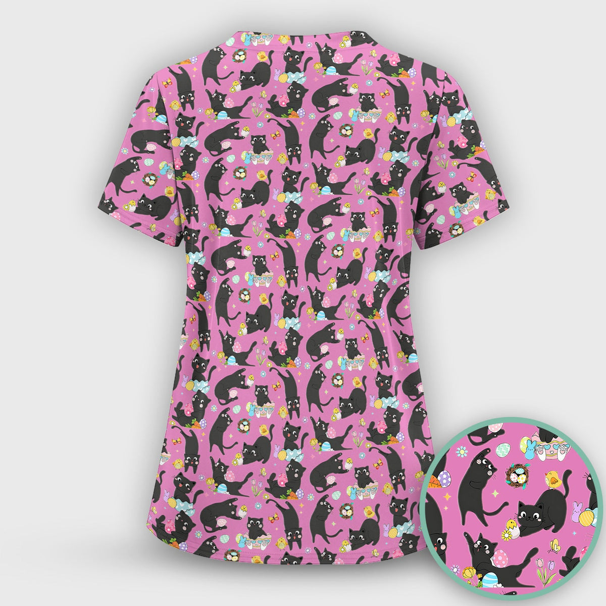 Black Cat Easter Egg Nurse Scrub Set