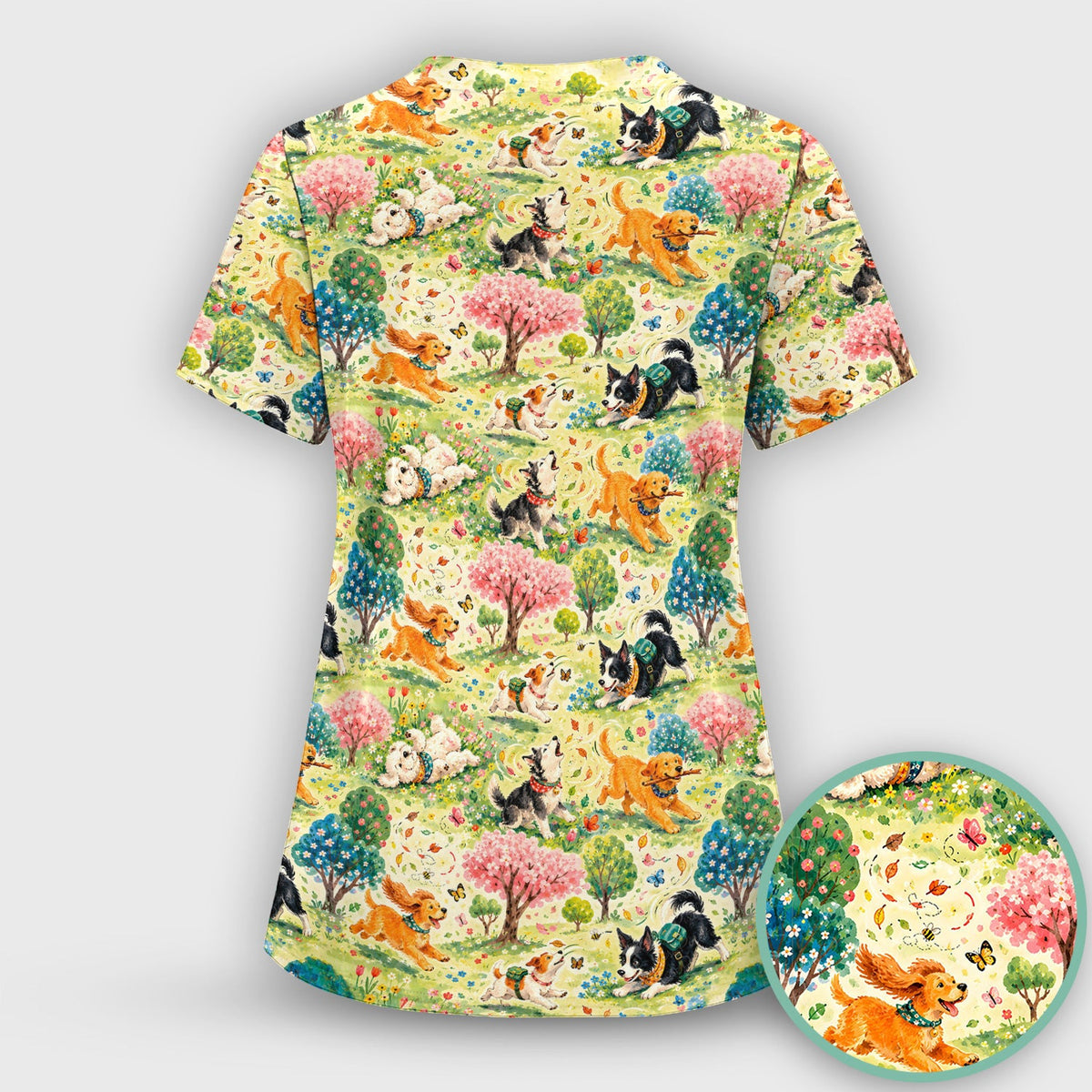 Spring Garden Dogs Nurse Scrub Set
