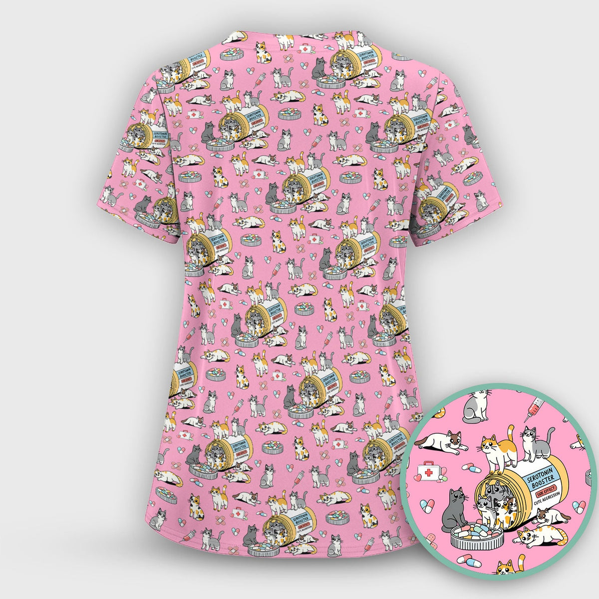Cat Serotonin Booster Nurse Scrub Top