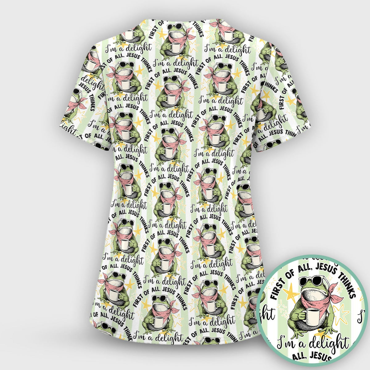 Frog Coffee Quote Nurse Scrub Top