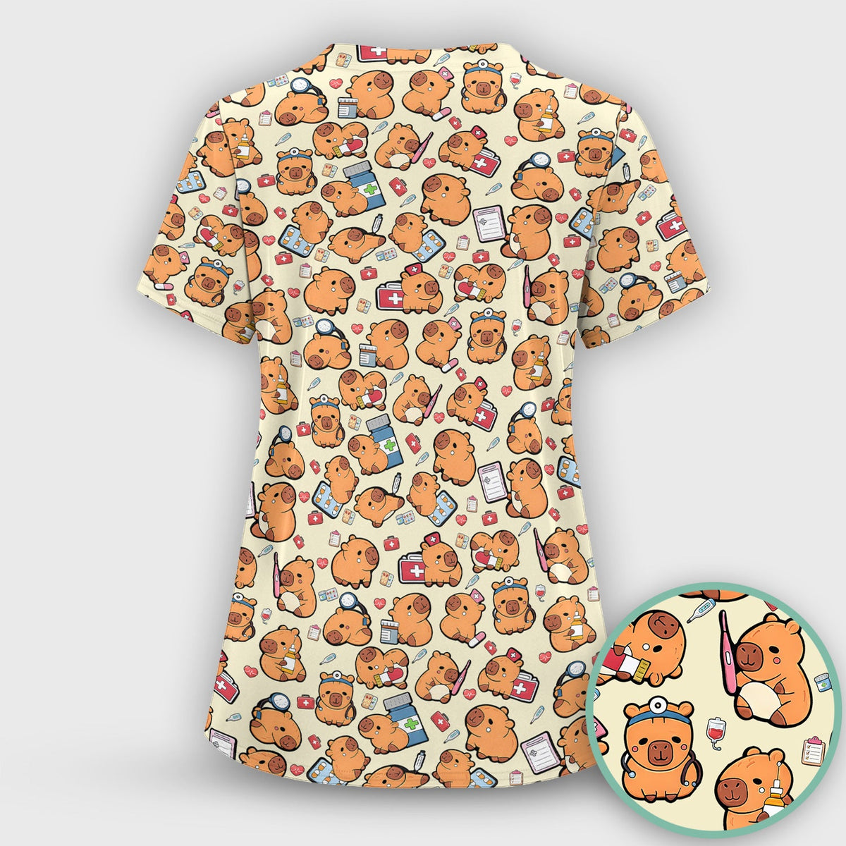 Capybara Stethoscope Medical Tools Nurse Scrub Top