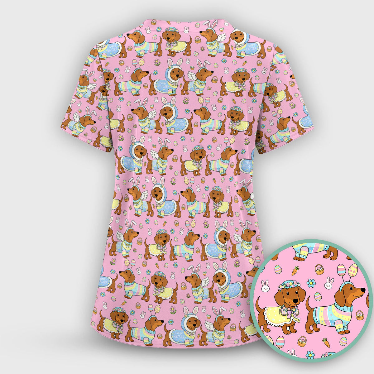 Dachshund Bunny Nurse Scrub Set - Easter Gift