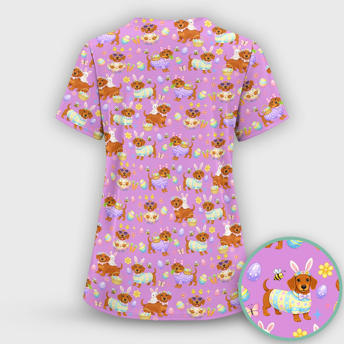 Easter Dachshund Nurse Scrub Top