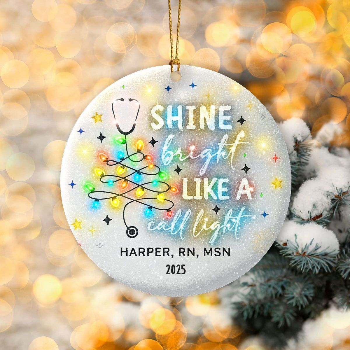 Personalized Shine Bright Call Light Nurse Ornament