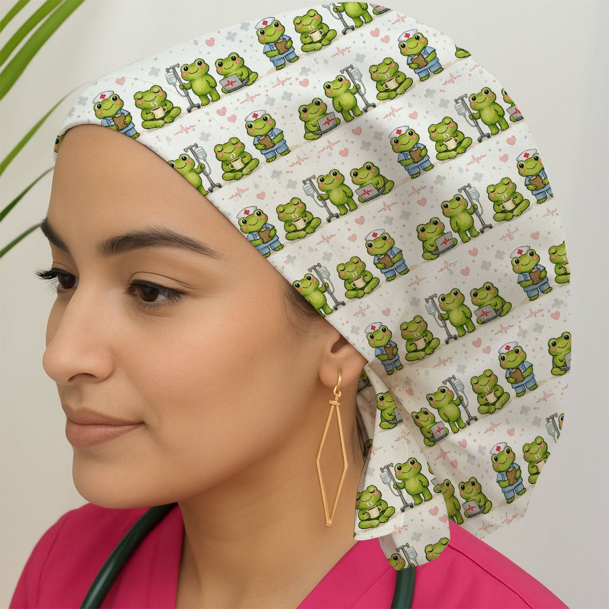 Adorable Frog Various Poses Scrub Cap