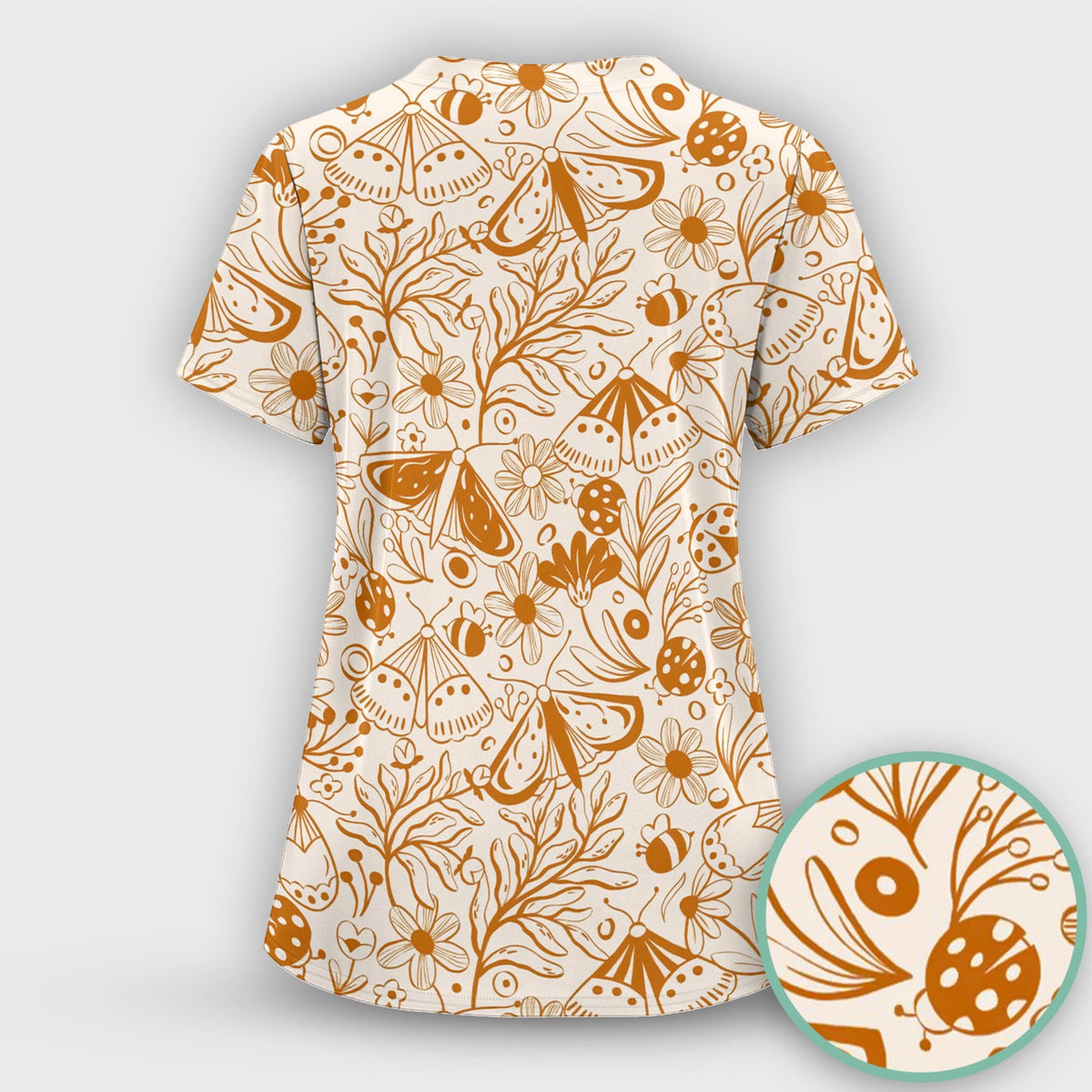 Butterfly Ladybug Floral Garden Nurse Scrub Set