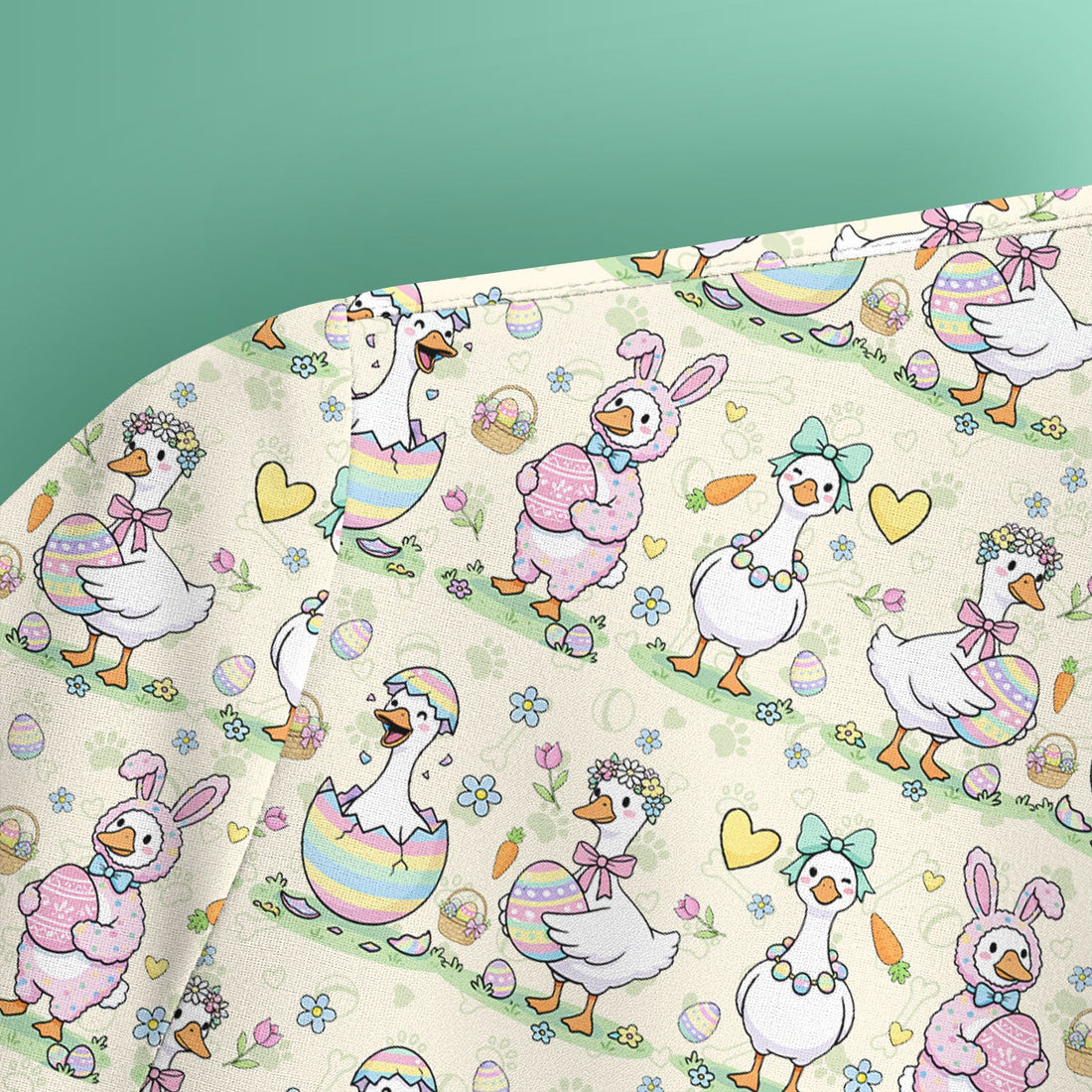 Pastel Easter Goose Bunny Egg Pattern Scrub Top, Comfortable Scrubs for Nurses