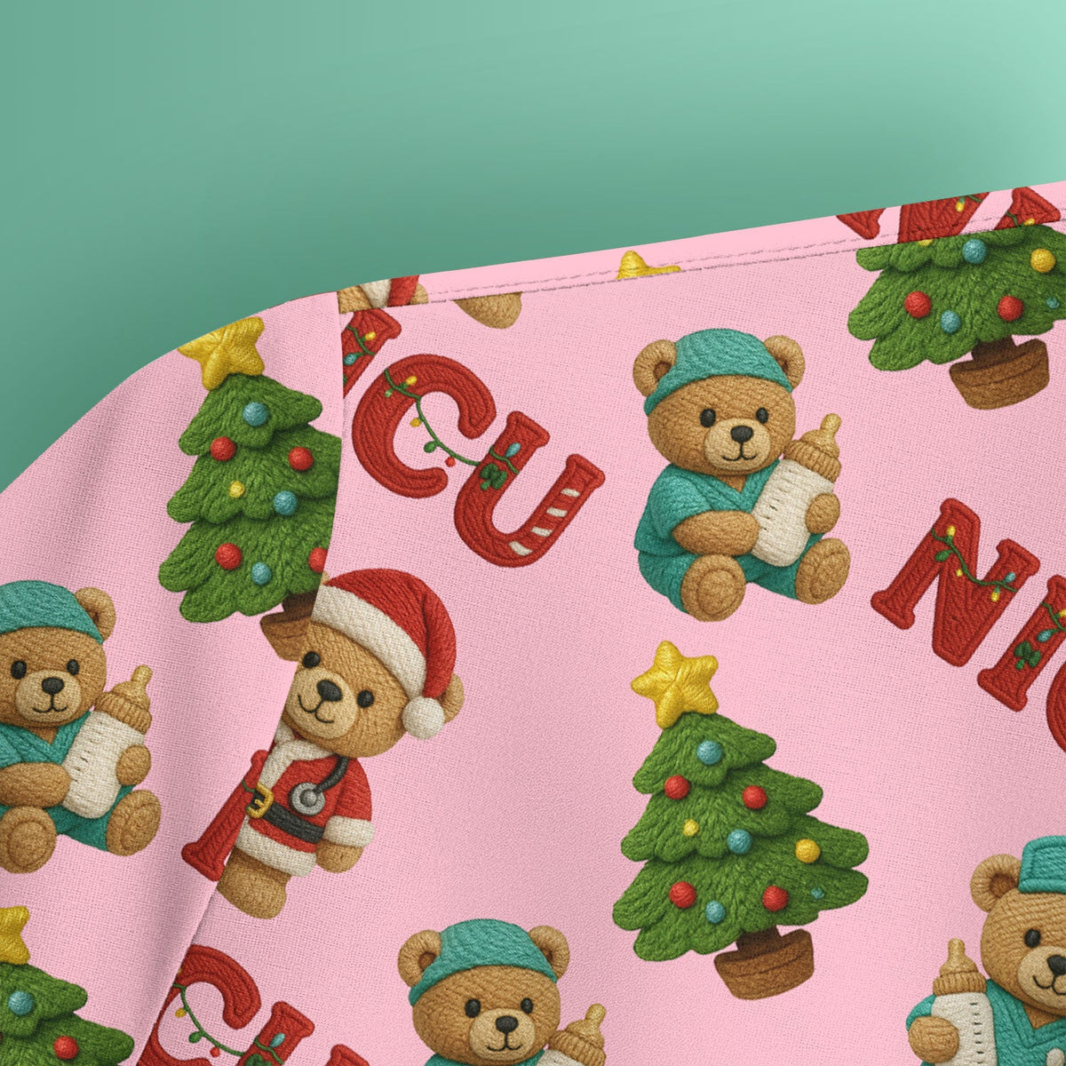 NICU Nurse Teddy Bear Scrub Top - Christmas Gift