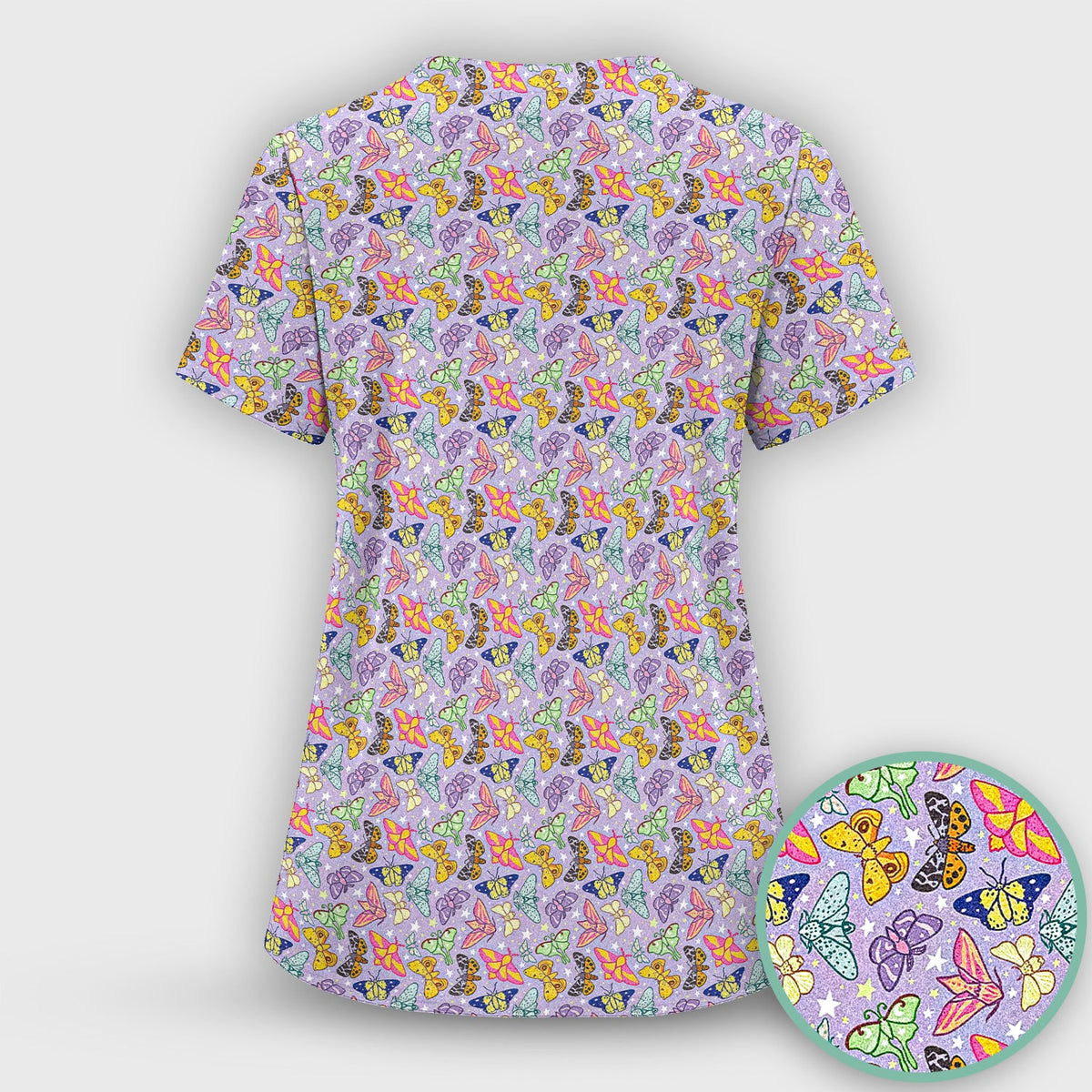 Colorful Butterfly Nurse Scrub Set