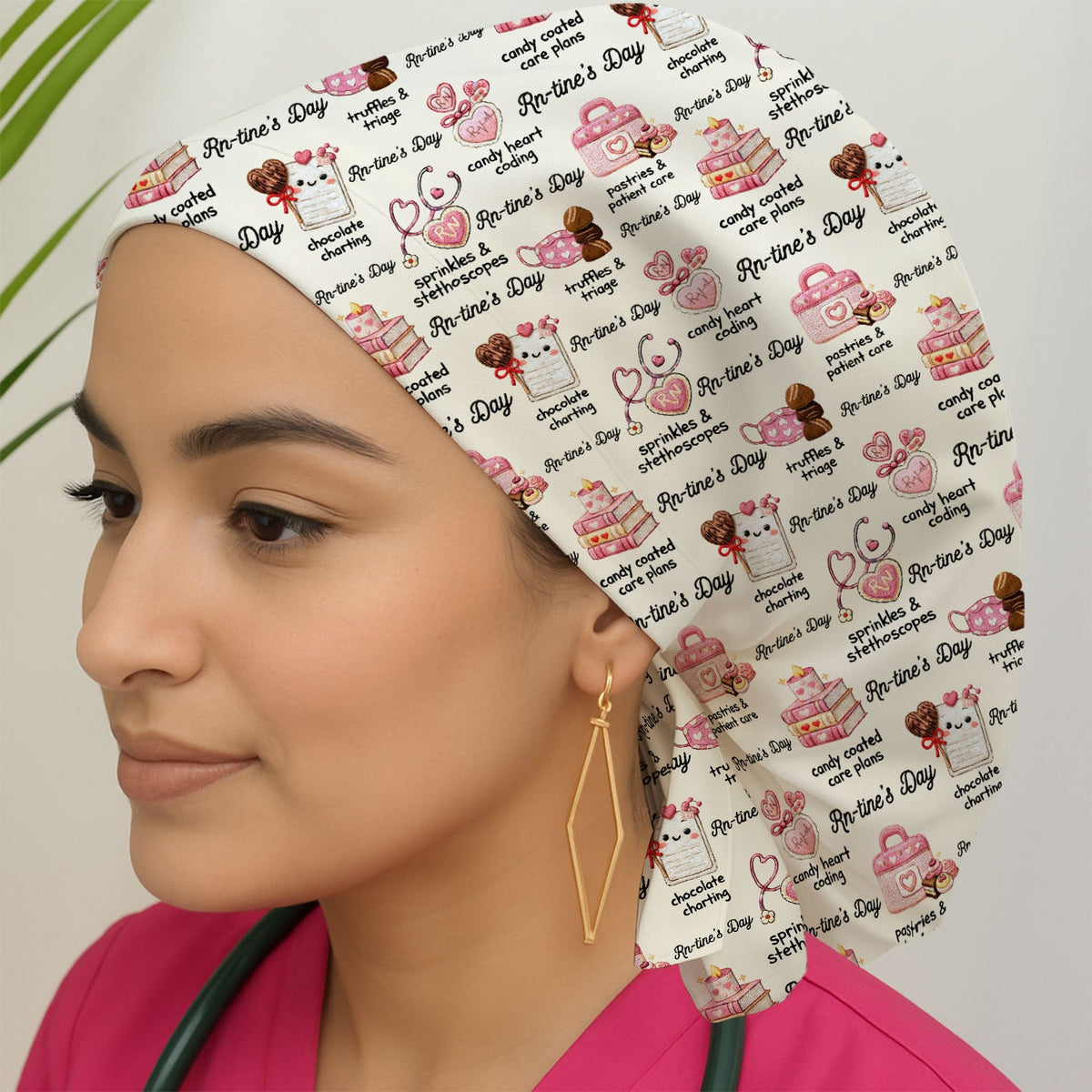 RN Sweets Valentine Stethoscope Scrub Cap