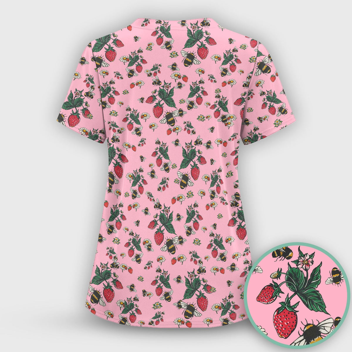 Strawberry Bee Daisy Nurse Scrub Set