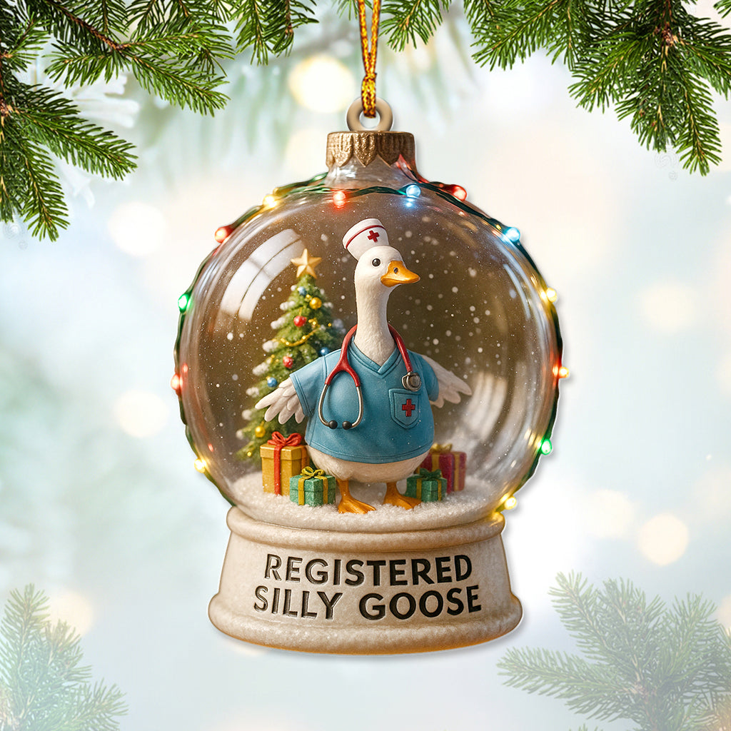 Personalized Duck Snow Globe Christmas Nurse Ornament
