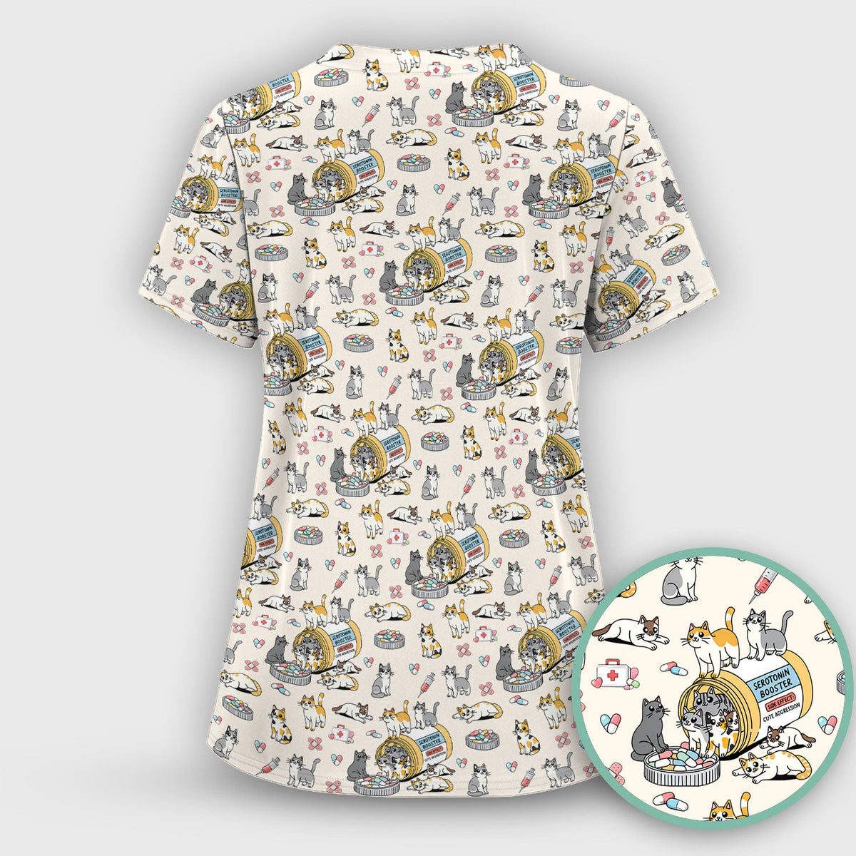 Cat Serotonin Booster Nurse Scrub Top
