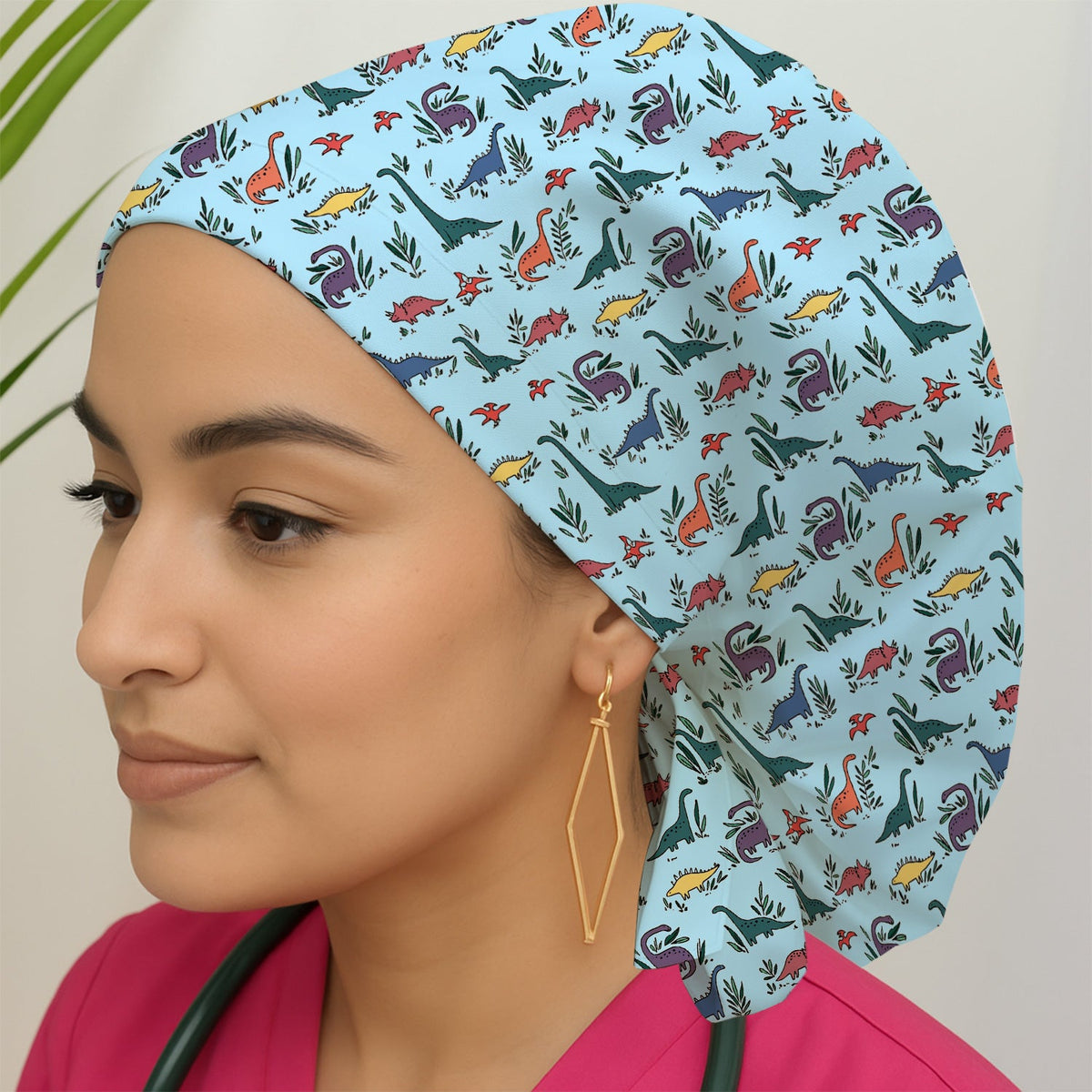 Dinosaur Leafy Garden Scrub Cap
