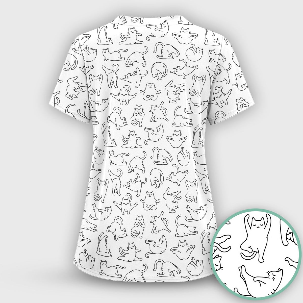 Cat Outline Playing Gothic Nurse Scrub Top