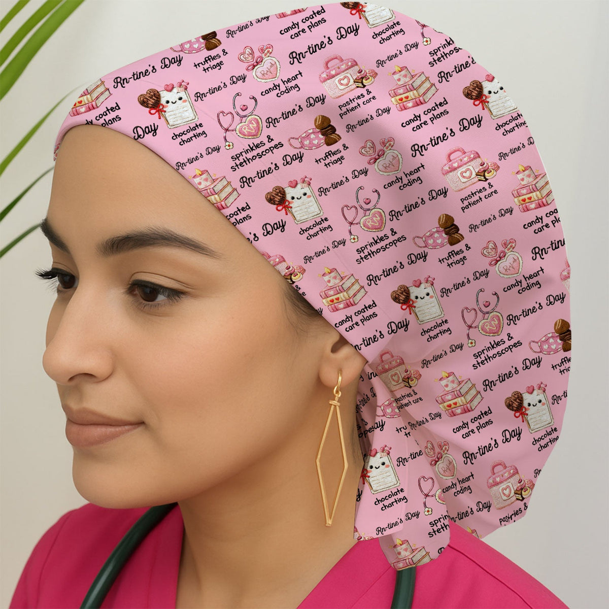 RN Sweets Valentine Stethoscope Scrub Cap