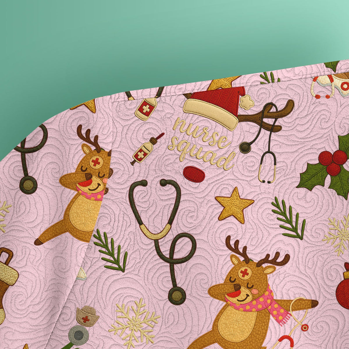 Christmas Reindeer Scrub Top - Cute Holiday Nurse Scrubs with Reindeer Print - Funny Xmas Medical Scrub Shirt Gift for Women CNA RN Doctor