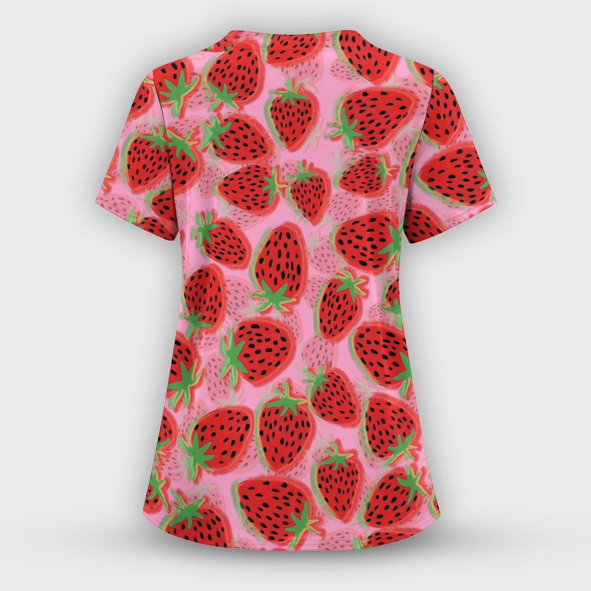Pink Strawberry Nurse Scrub Top